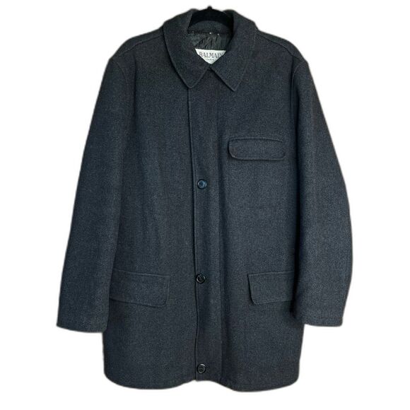 Vintage Balmain Black Hooded Pea Coat for Cold WeatherSize EU48 Medium